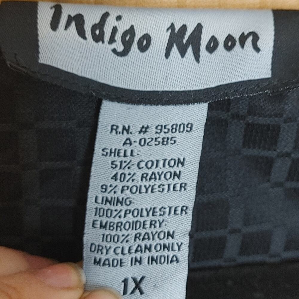Indigo Moon Size 1x Cotton Patchwork Vintage Embr… - image 3